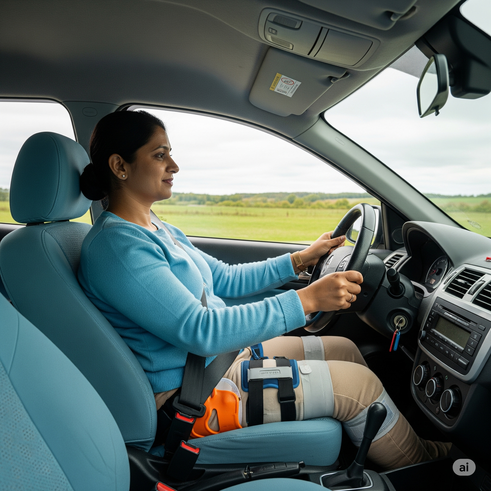 Woman driving a car