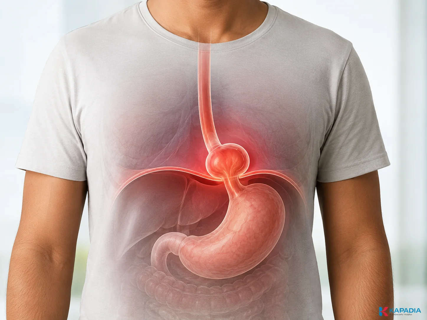 Hiatus hernia anatomy — human digestive system showing the stomach and oesophagus