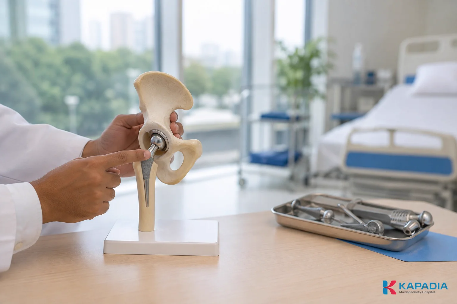 Joint implant used in hip replacement surgery at Kapadia Hospital, Mumbai