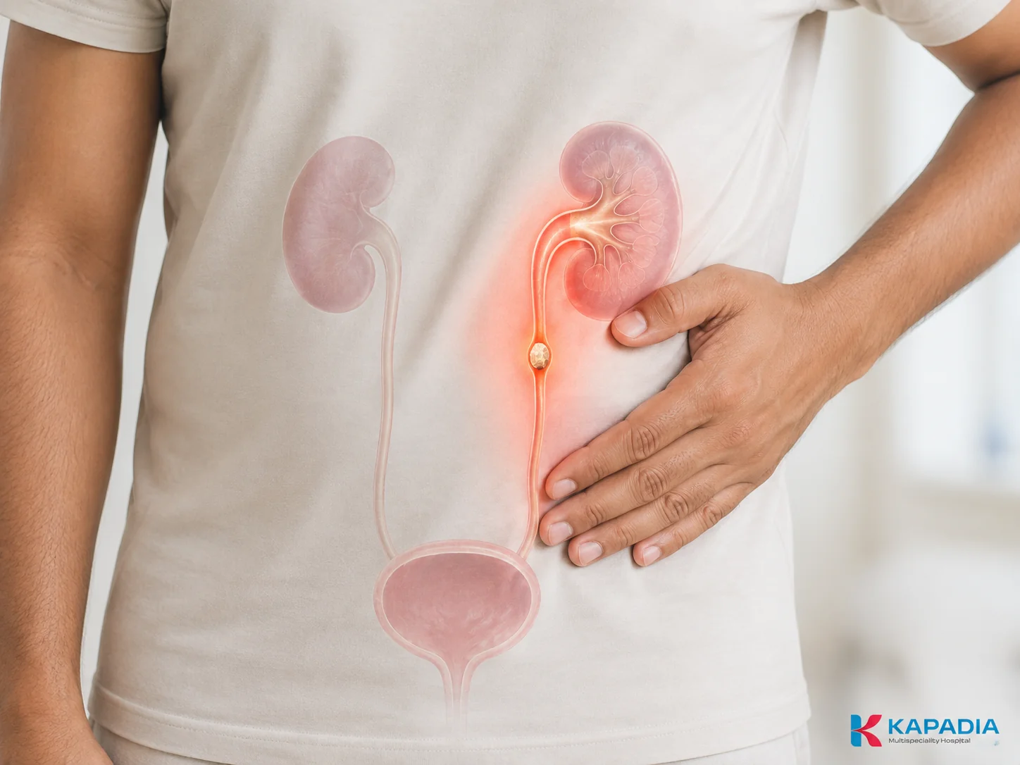 Kidney anatomy model showing where kidney stones form, Kapadia Hospital, Mumbai
