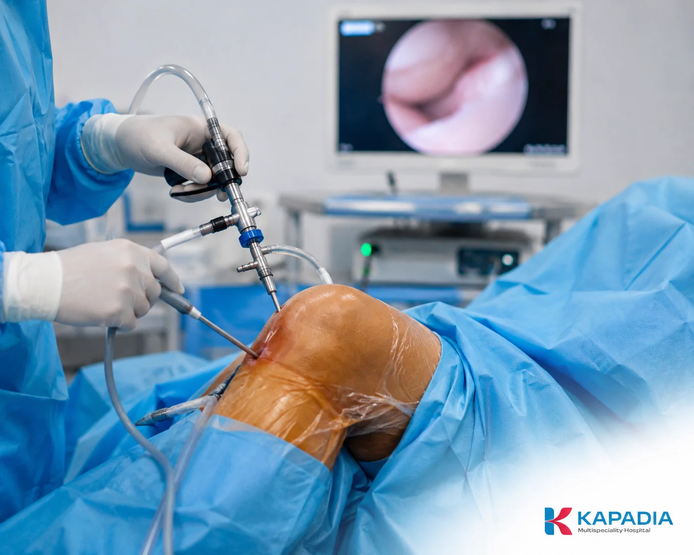Minimally invasive surgery in progress in a modern operating theatre - TAR surgery at Kapadia Multispeciality Hospital, Mumbai